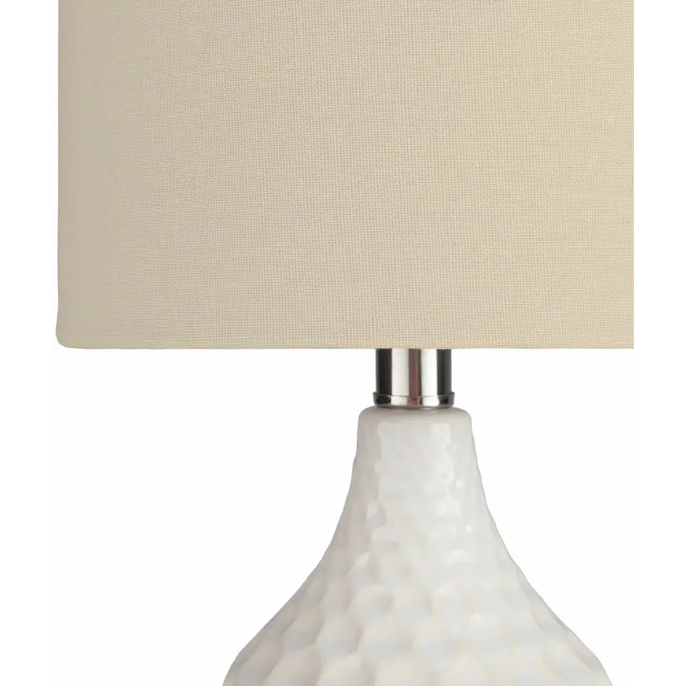 Modern Textured Ivory Ceramic Table Lamp - 18.5’’H x 9’’W x 9’’D - Boutique Rugs