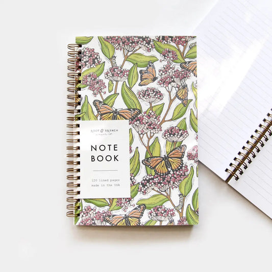 Notebook - Monarch Butterflies + Milkweed - Spiral Bound - Root & Branch Paper Co.