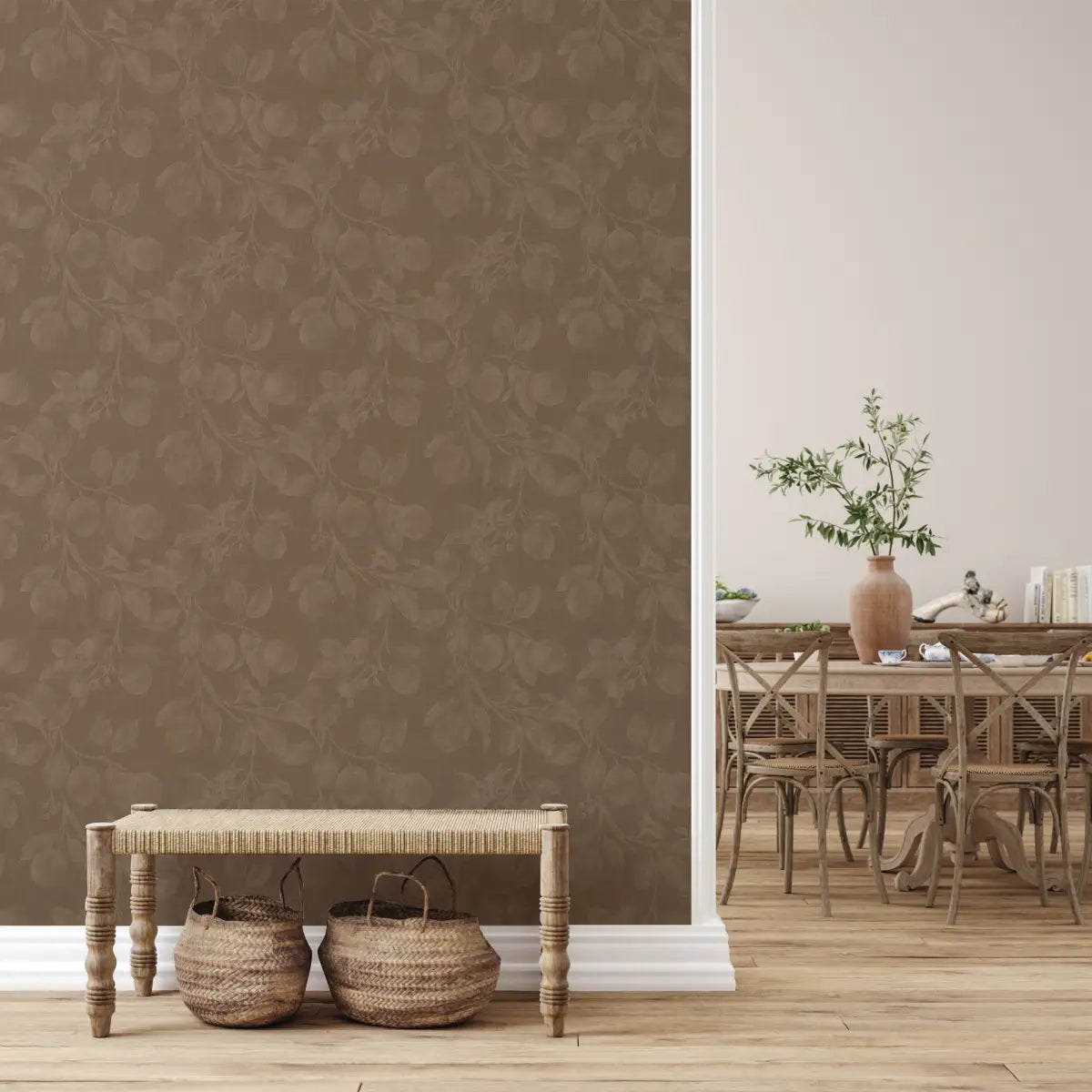 Monica’s Orchard Wallpaper - Fruit Trees - by Safari Natalia x Taddy Mikelaites - Loomwell Home Goods