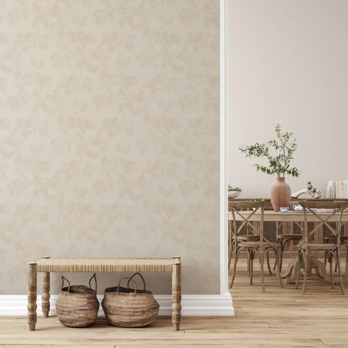 Monica’s Orchard Wallpaper - Fruit Trees - by Safari Natalia x Taddy Mikelaites - Loomwell Home Goods