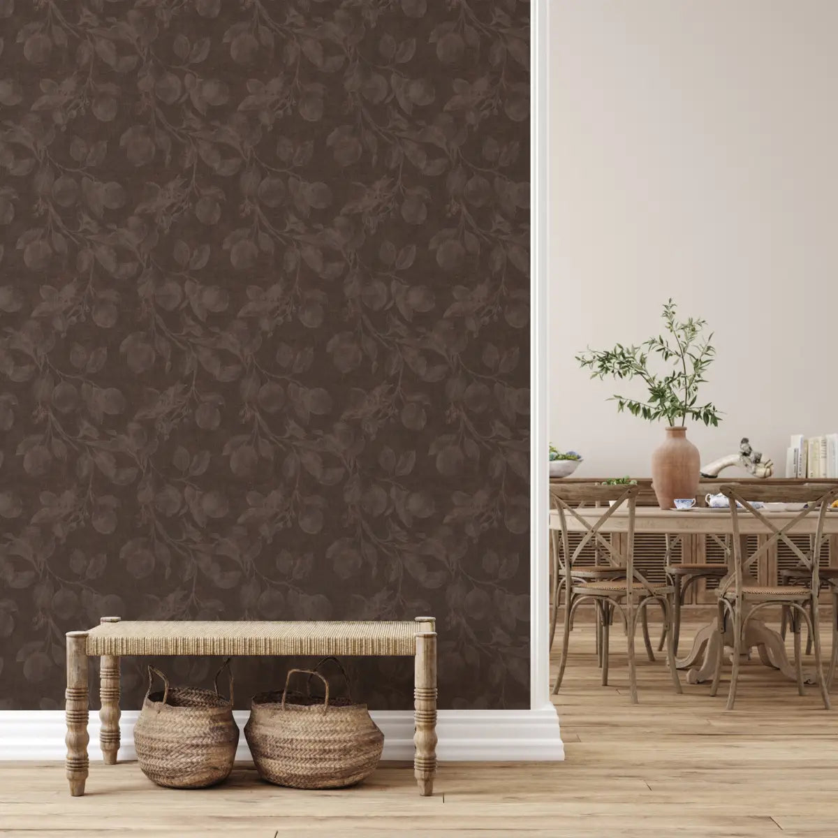 Monica’s Orchard Wallpaper - Fruit Trees - by Safari Natalia x Taddy Mikelaites - Loomwell Home Goods