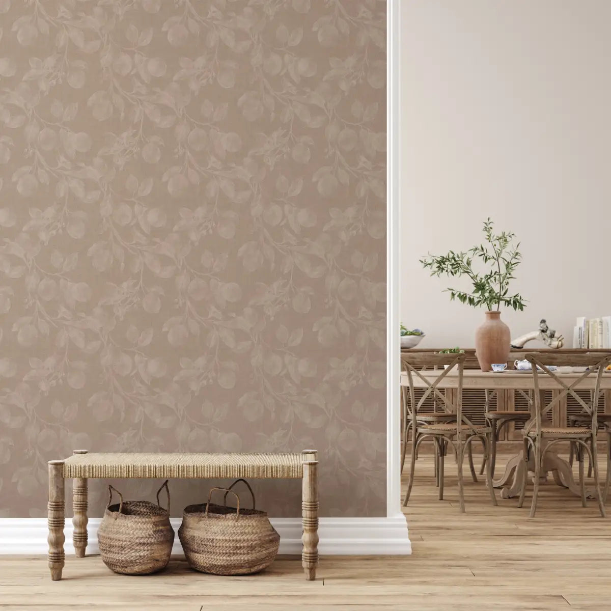 Monica’s Orchard Wallpaper - Fruit Trees - by Safari Natalia x Taddy Mikelaites - Loomwell Home Goods