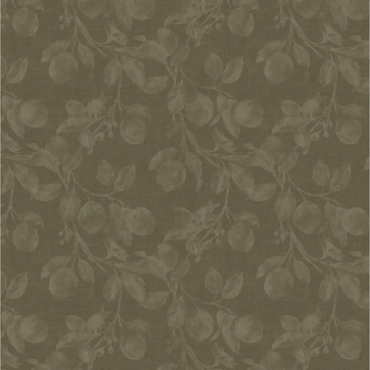 Monica’s Orchard Wallpaper - Fruit Trees - by Safari Natalia x Taddy Mikelaites - Sample 1 foot by 1 foot / Olive