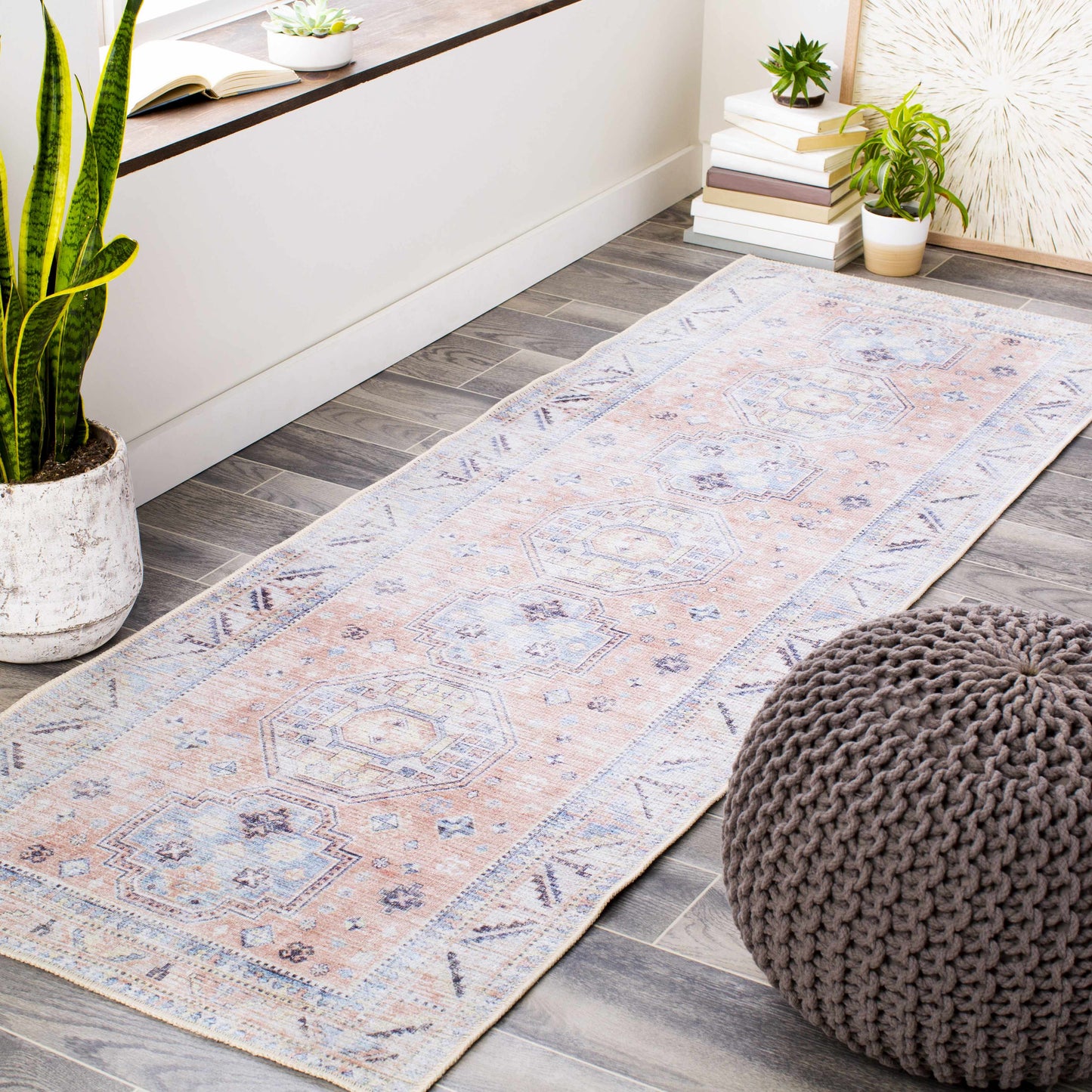 Morcott Peach Washable Area Rug - Boutique Rugs