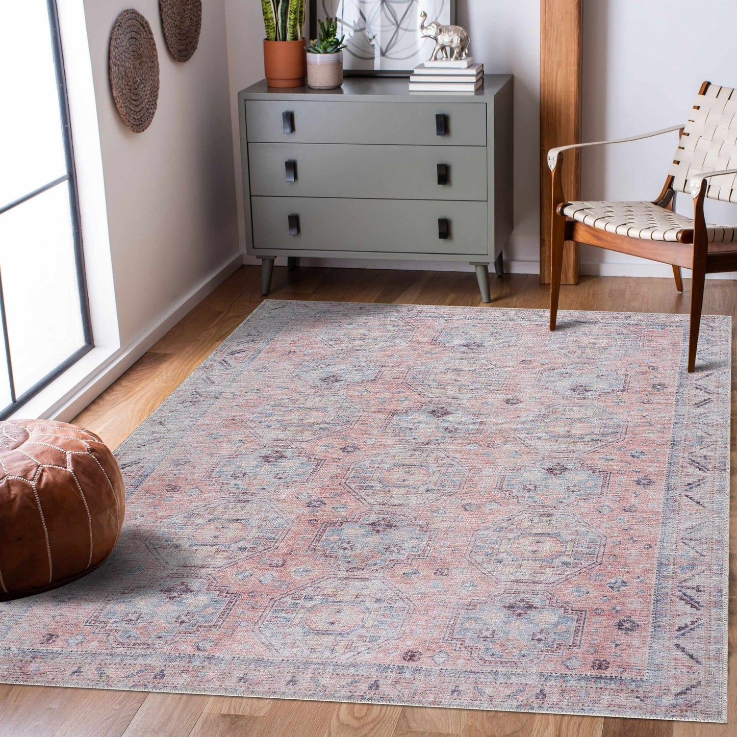 Morcott Peach Washable Area Rug - Boutique Rugs