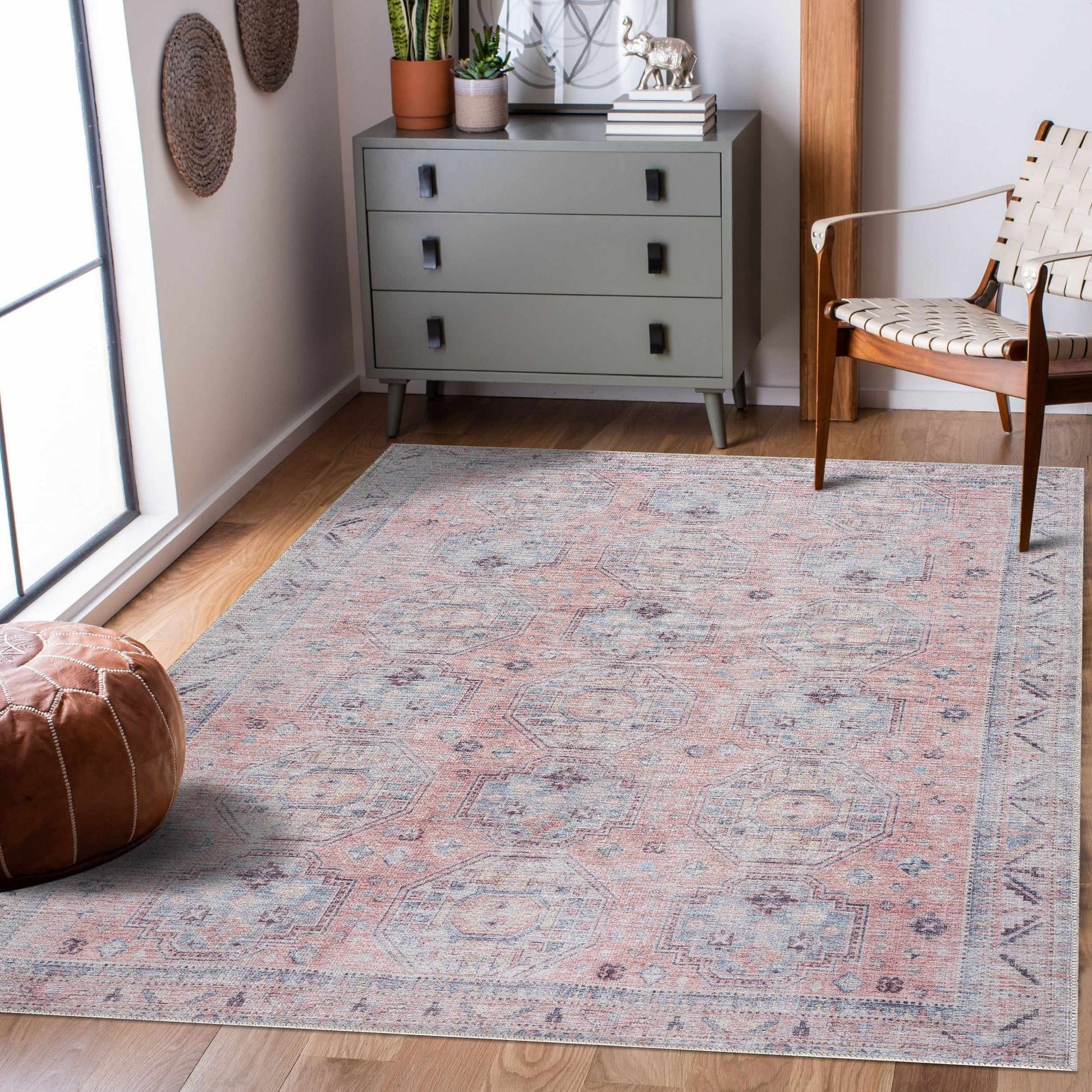 Morcott Peach Washable Area Rug - Boutique Rugs