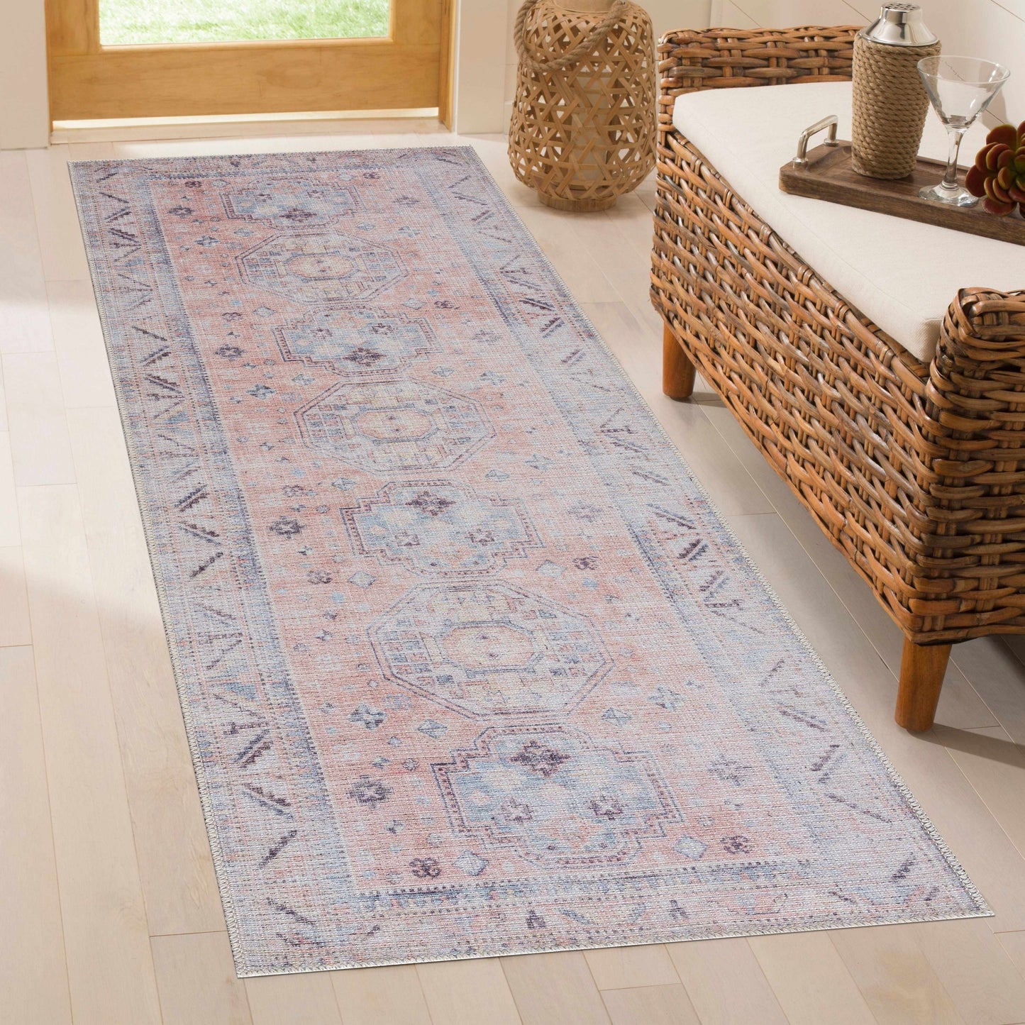 Morcott Peach Washable Area Rug - Boutique Rugs