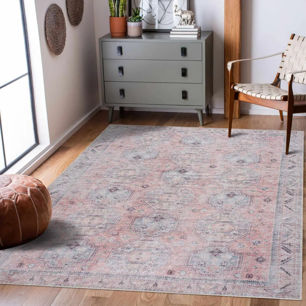 Morcott Peach Washable Area Rug - Boutique Rugs