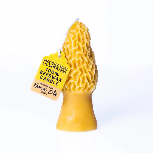 Morel Mushroom Candle - 100% Beeswax - Handmade - Messner Bee Farm