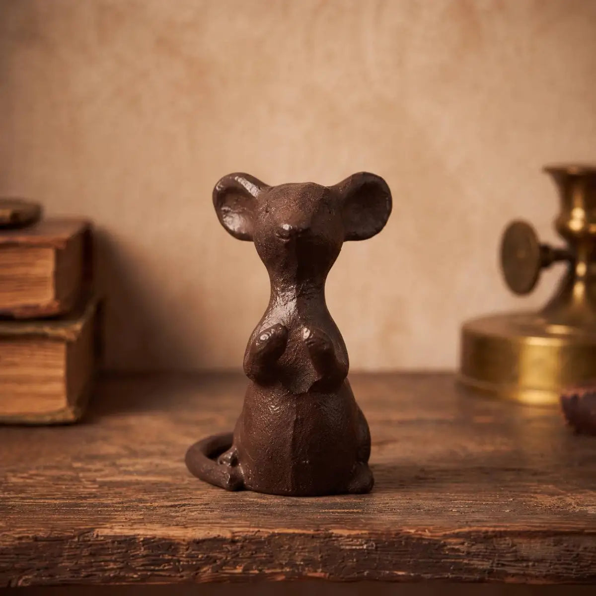 Mouse Figurine with Paws - Antique Brown Cast Iron - Iron & Blossom