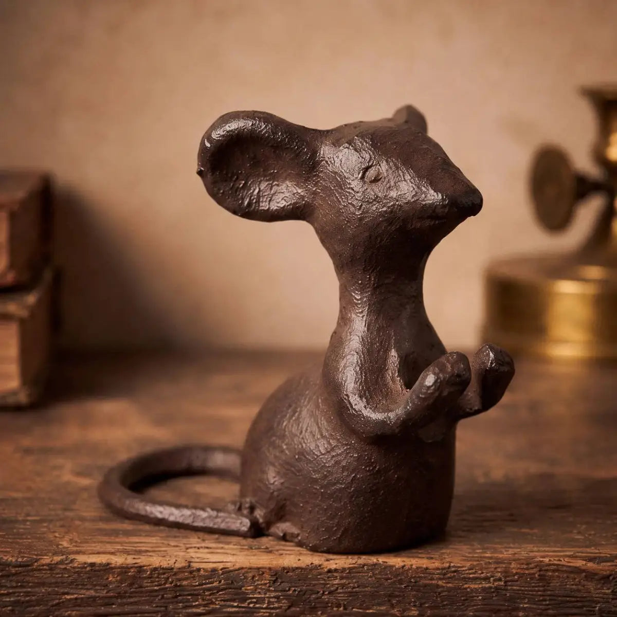 Mouse Figurine with Paws - Antique Brown Cast Iron - Iron & Blossom