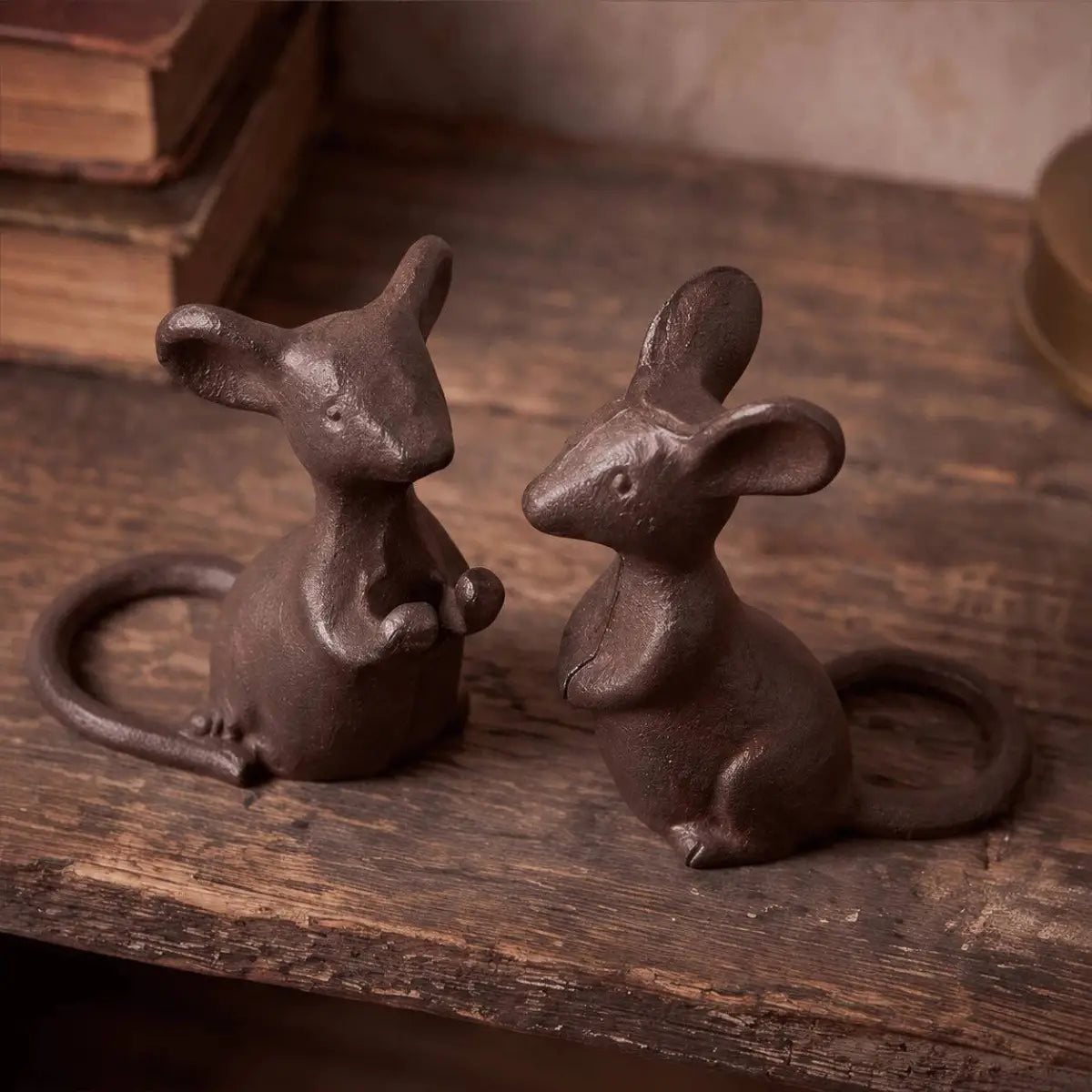 Mouse Figurine with Paws - Antique Brown Cast Iron - Iron & Blossom