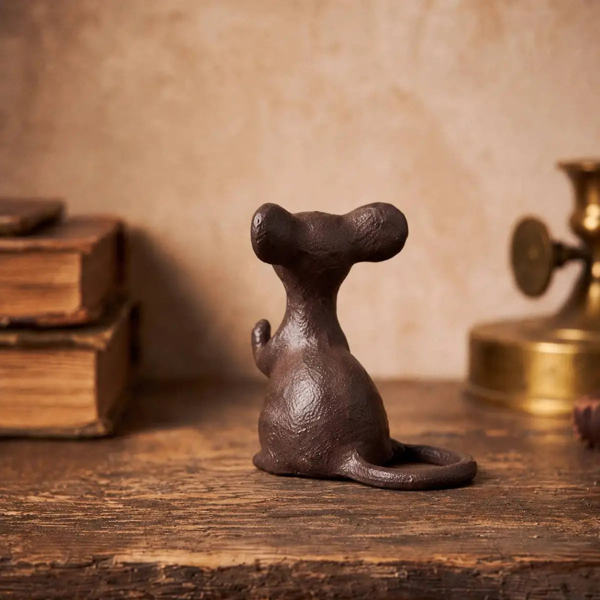 Mouse Figurine with Paws - Antique Brown Cast Iron - Iron & Blossom