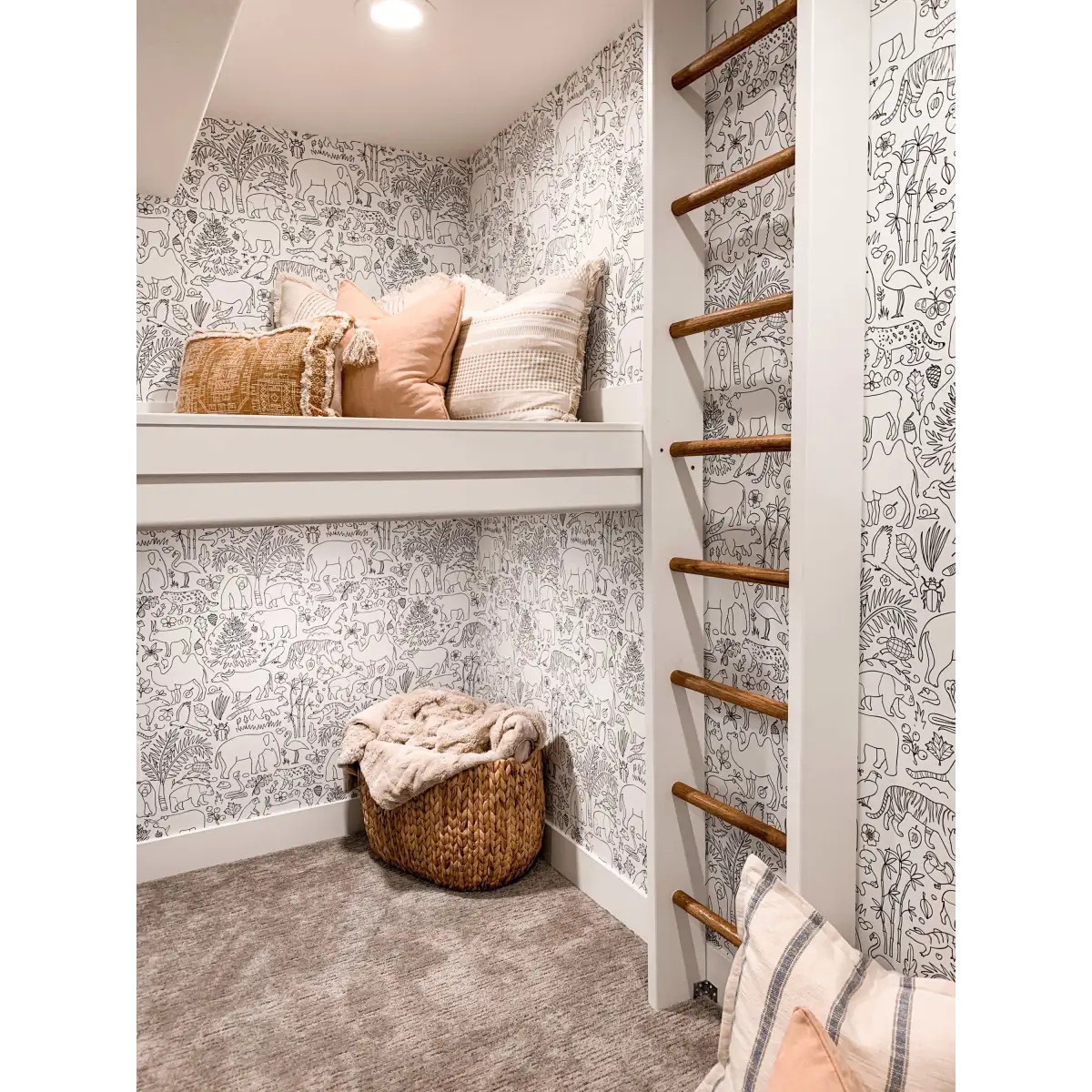 Mowgli Wallpaper - African Animals Line Drawings for Kids - Loomwell Home Goods