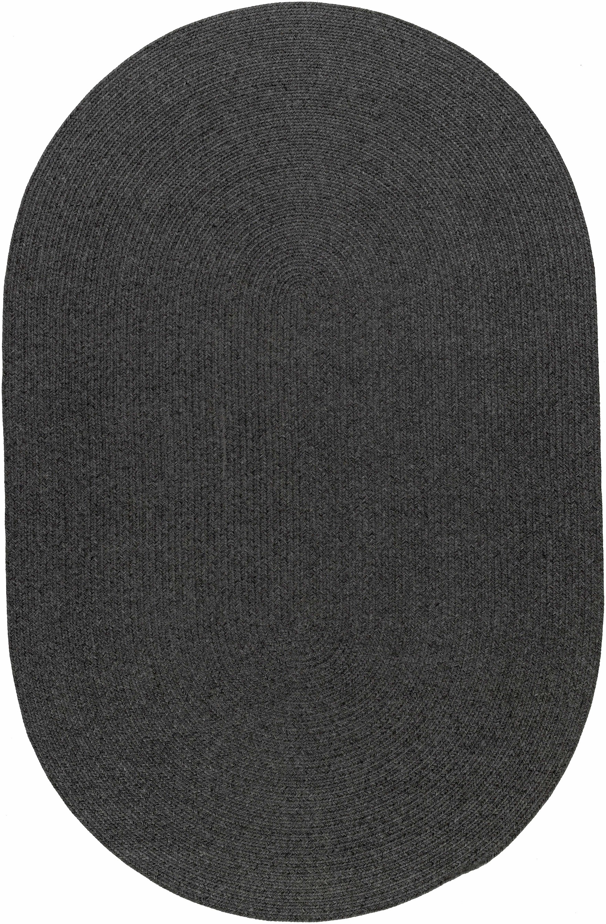 Black Braided Faux Jute Rug - 5’ x 7’6’’ Oval - Boutique Rugs