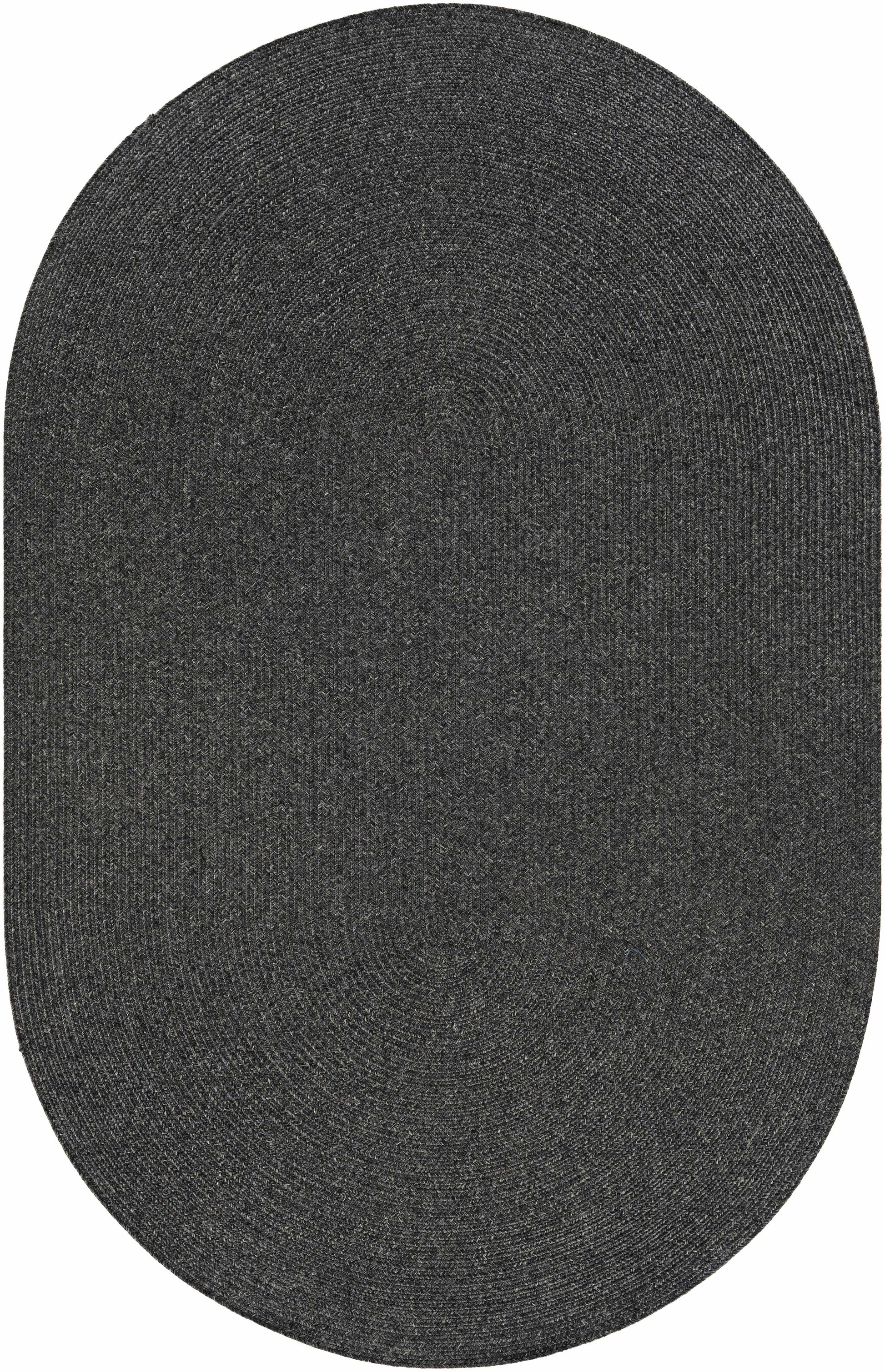 Black Braided Faux Jute Rug - 6’ x 9’ Oval - Boutique Rugs