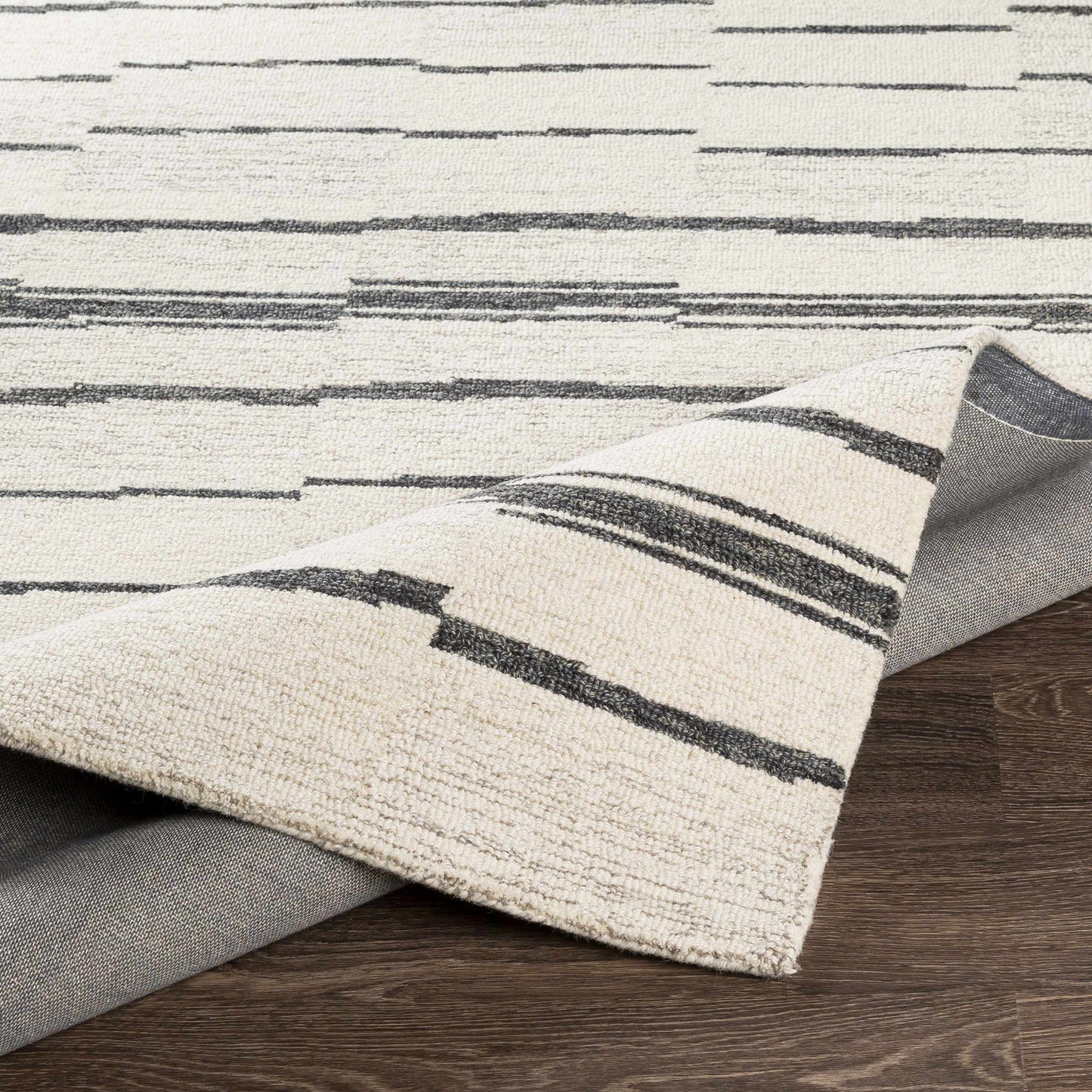 Black Broken Stripe Wool Rug - Boutique Rugs