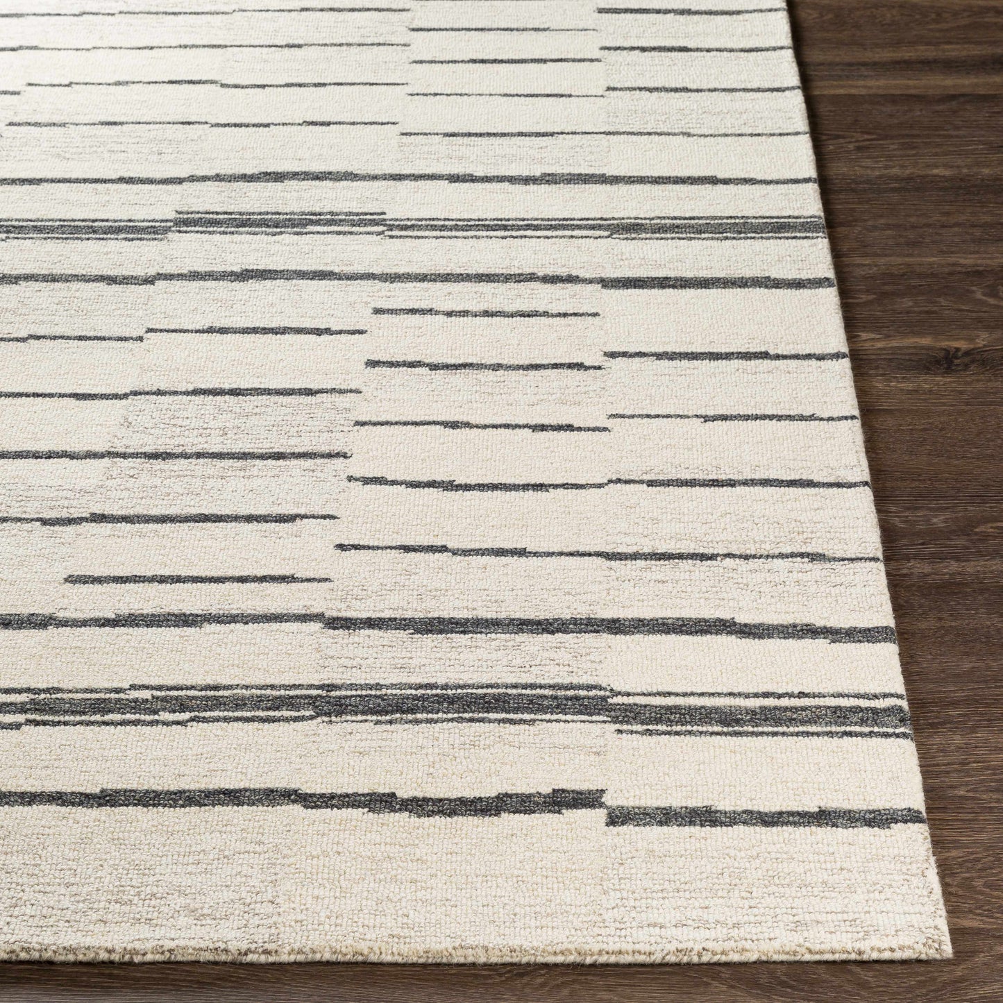 Black Broken Stripe Wool Rug - Boutique Rugs