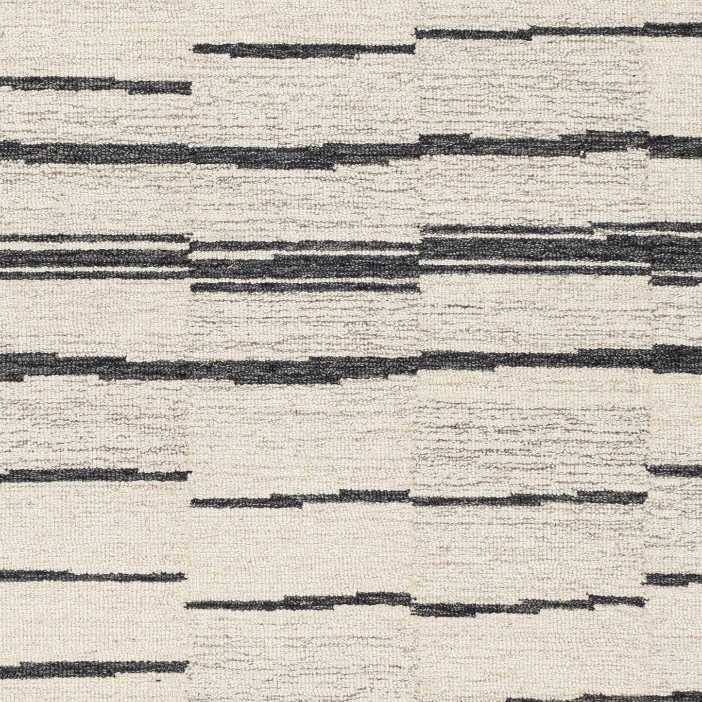 Black Broken Stripe Wool Rug - Boutique Rugs