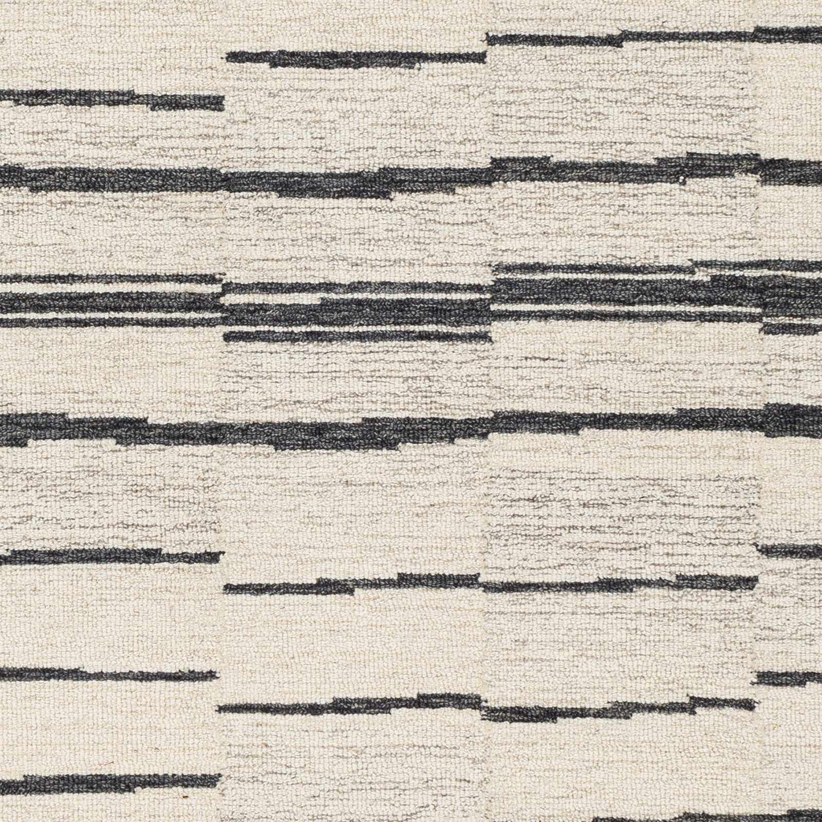 Black Broken Stripe Wool Rug - Boutique Rugs