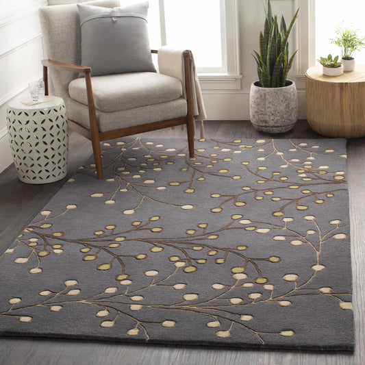 Brown Beige Floral Wool Rug - Boutique Rugs