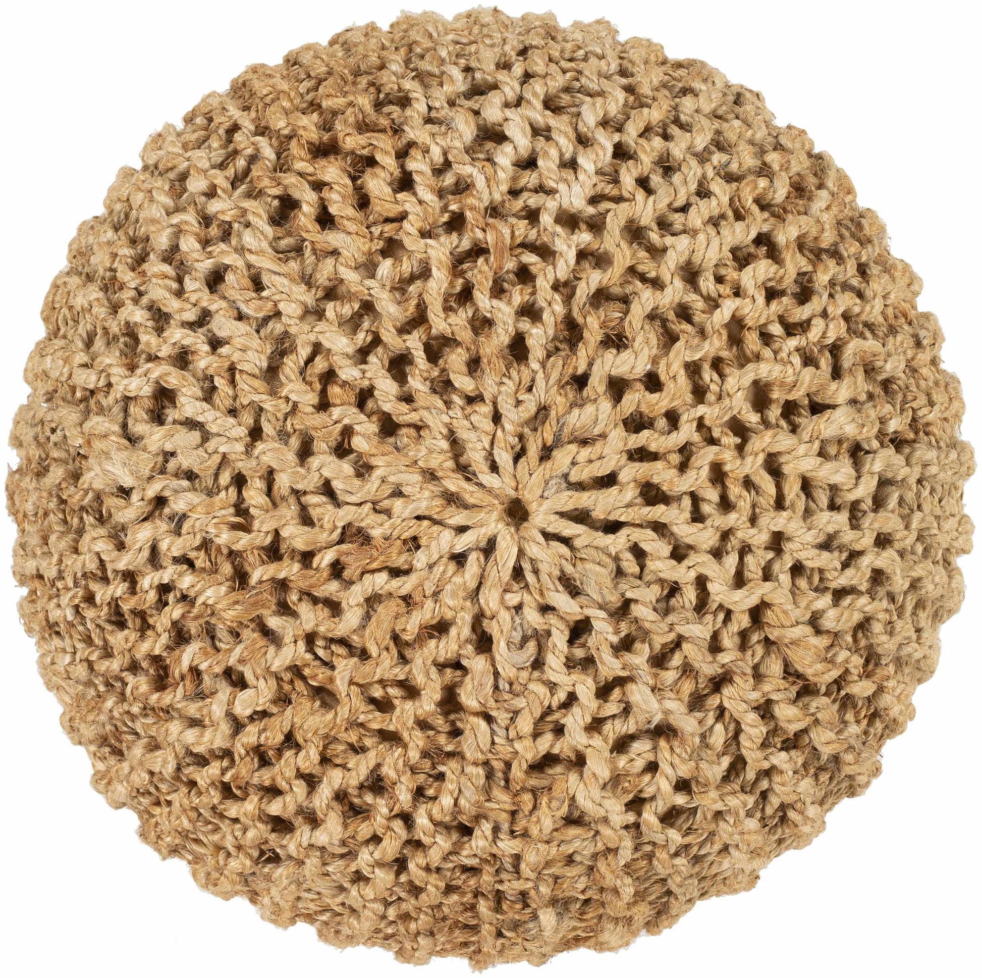 Merrittstown Knitted Jute Pouf - 20’’ x 20’’ x 14’’ Cylinder - Boutique Rugs