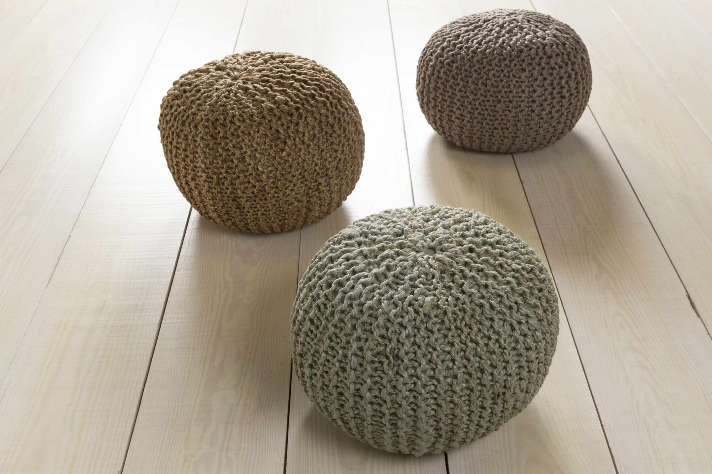 Merrittstown Knitted Jute Pouf - 20’’ x 20’’ x 14’’ Cylinder - Boutique Rugs