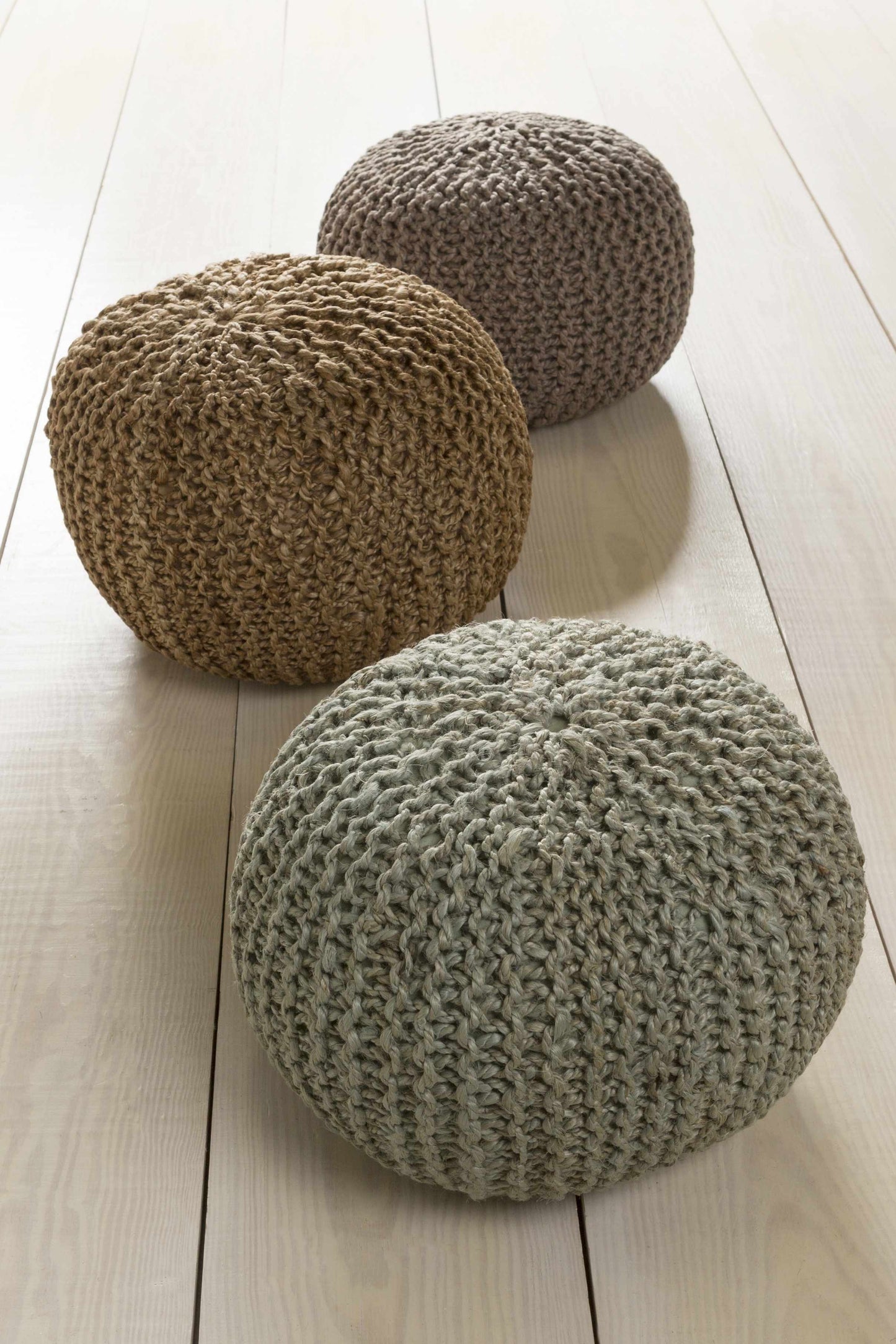Merrittstown Knitted Jute Pouf - 20’’ x 20’’ x 14’’ Cylinder - Boutique Rugs