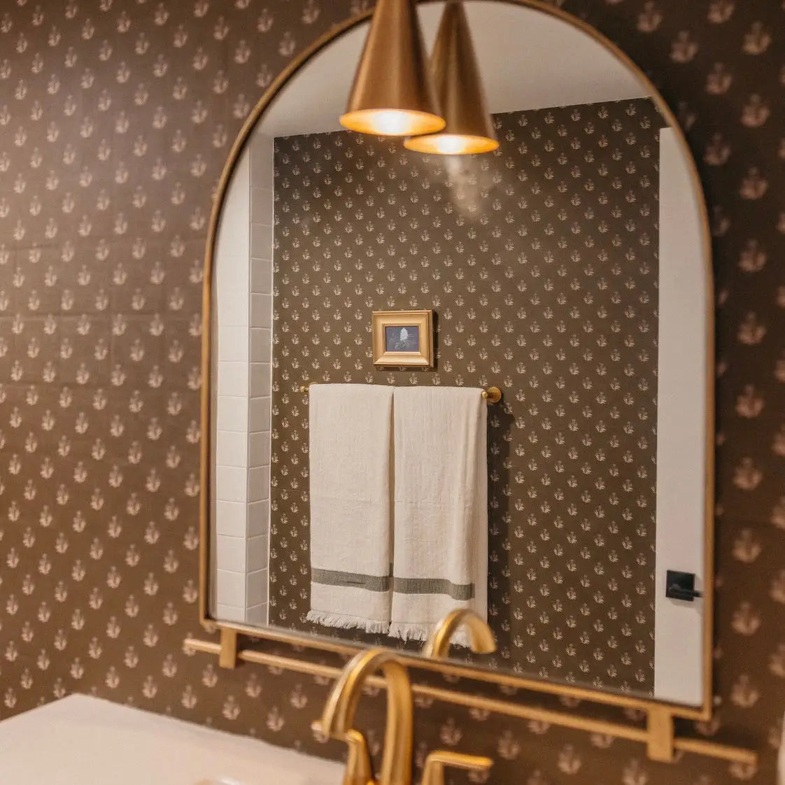 Mulberry Court Wallpaper - Floral Block Print on Linen Look - by Safari Natalia x Taddy Mikelaites - Loomwell Home Goods