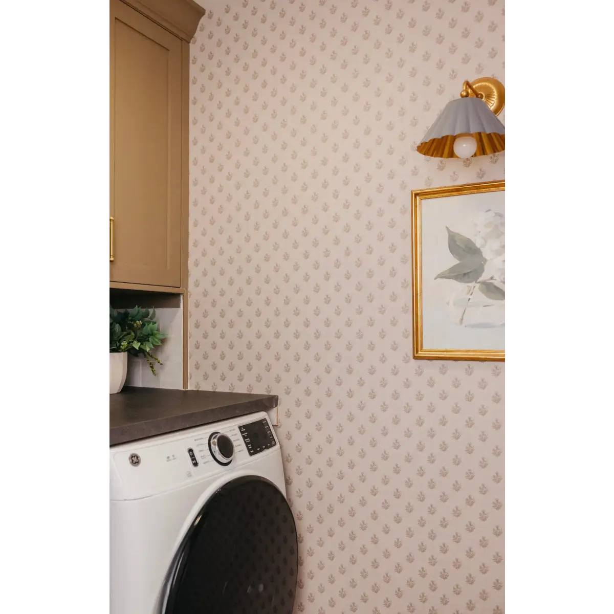 Mulberry Court Wallpaper - Floral Block Print on Linen Look - by Safari Natalia x Taddy Mikelaites - Loomwell Home Goods