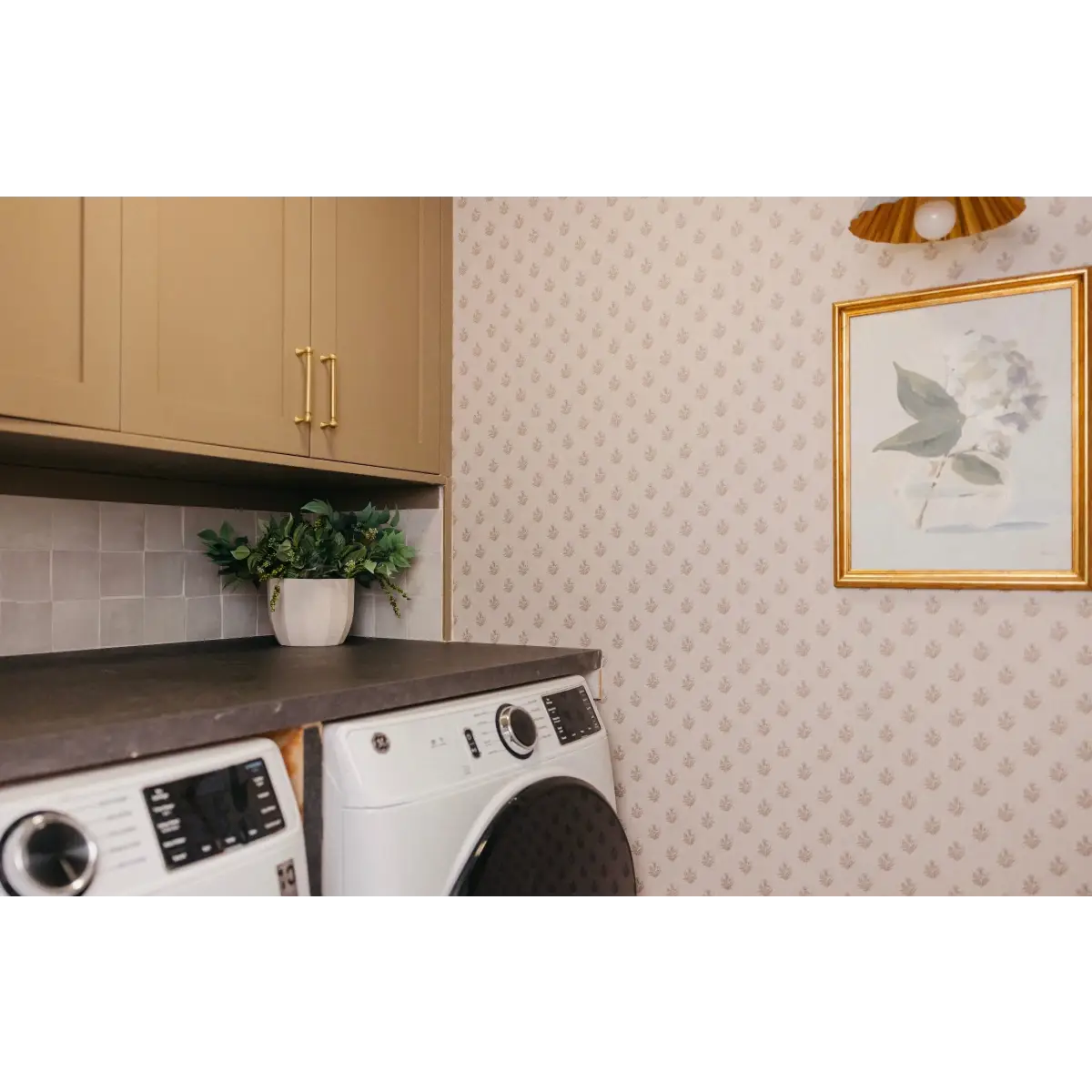 Mulberry Court Wallpaper - Floral Block Print on Linen Look - by Safari Natalia x Taddy Mikelaites - Loomwell Home Goods