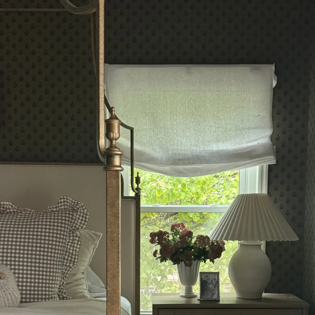 Mulberry Court Wallpaper - Floral Block Print on Linen Look - by Safari Natalia x Taddy Mikelaites - Loomwell Home Goods
