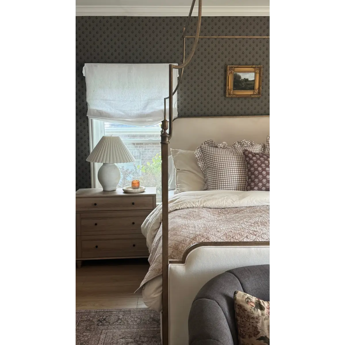 Mulberry Court Wallpaper - Floral Block Print on Linen Look - by Safari Natalia x Taddy Mikelaites - Loomwell Home Goods