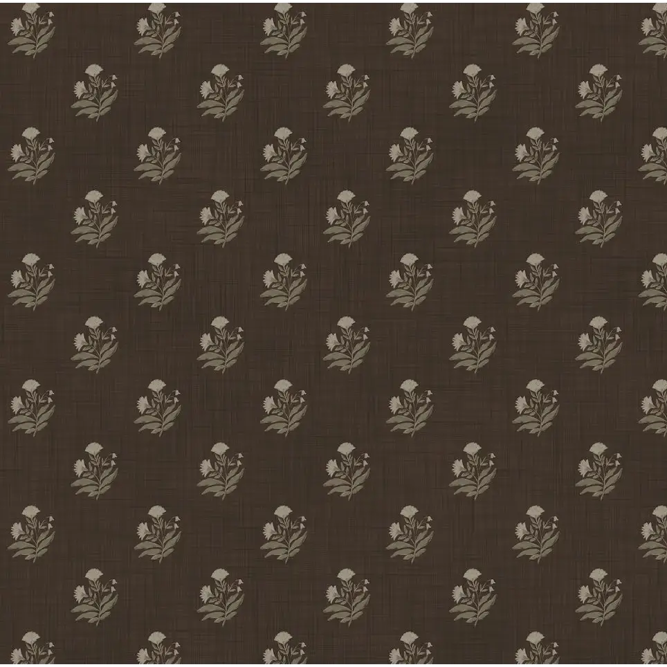 Mulberry Court Wallpaper - Floral Block Print on Linen Look - by Safari Natalia x Taddy Mikelaites - Sample 1 foot by 1