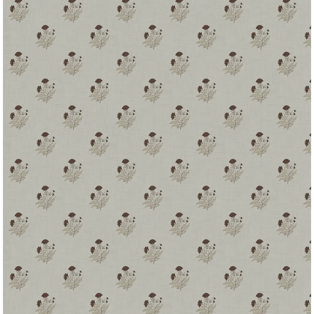 Mulberry Court Wallpaper - Floral Block Print on Linen Look - by Safari Natalia x Taddy Mikelaites - Sample 1 foot by 1