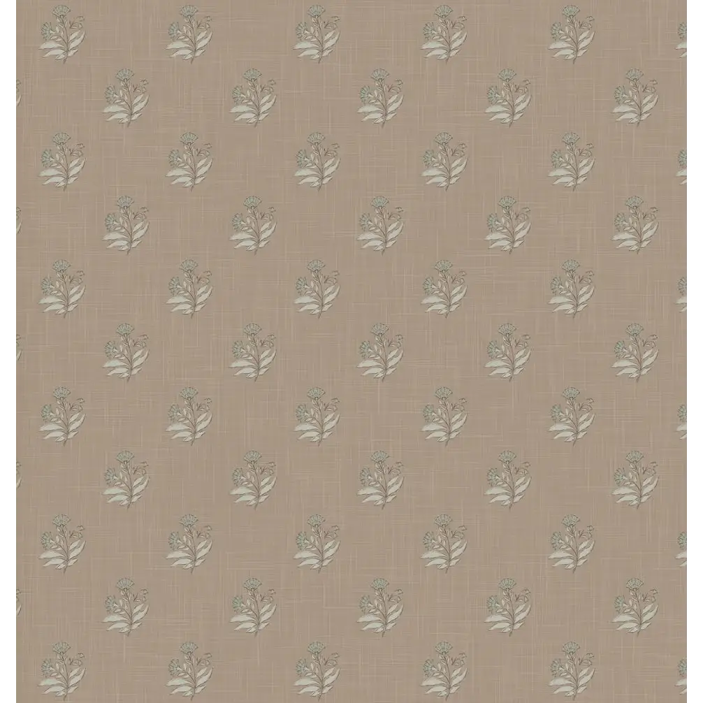 Mulberry Court Wallpaper - Floral Block Print on Linen Look - by Safari Natalia x Taddy Mikelaites - Sample 1 foot by 1
