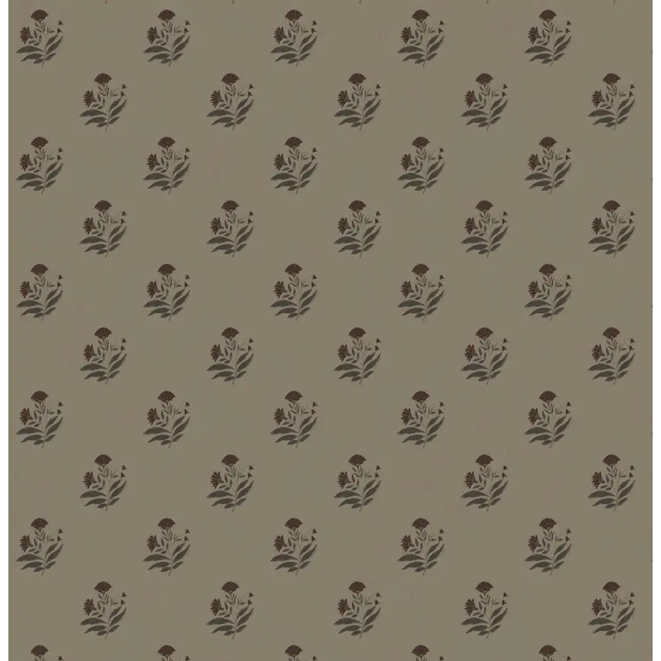 Mulberry Court Wallpaper - Floral Block Print on Linen Look - by Safari Natalia x Taddy Mikelaites - Sample 1 foot by 1