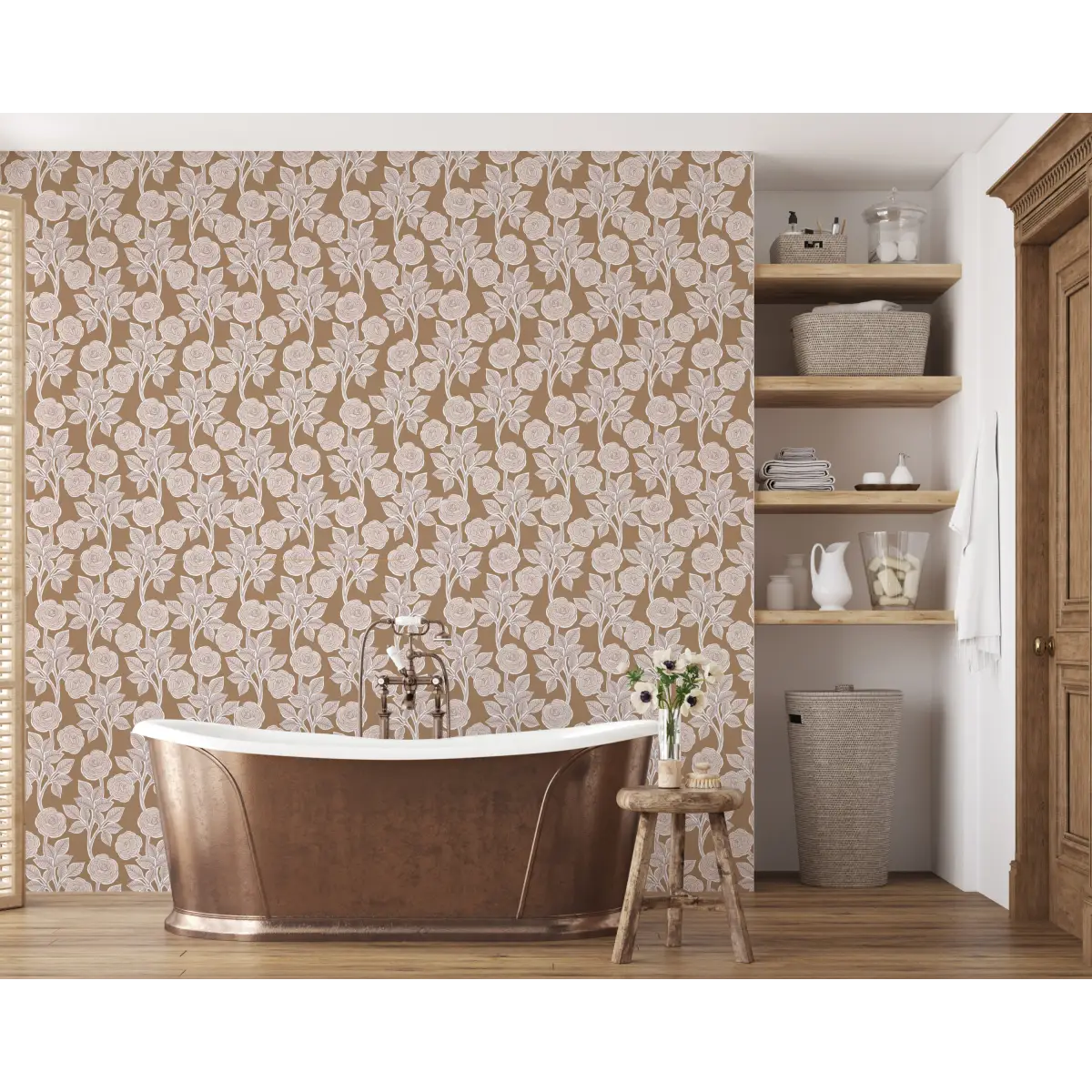 Mulberry Wallpaper - Graphic Roses - by Gooseberry Moon - Loomwell Home Goods