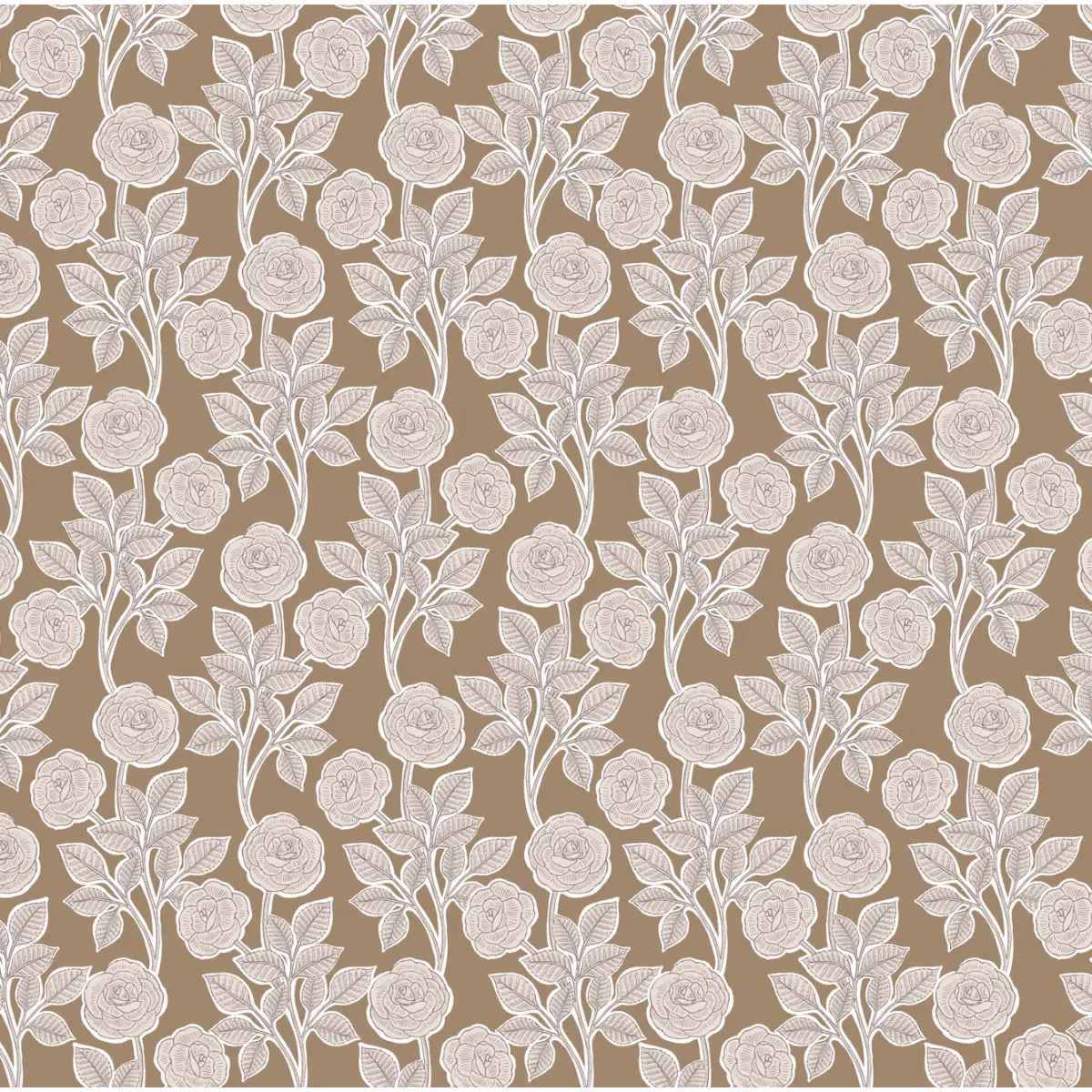 Mulberry Wallpaper - Graphic Roses - by Gooseberry Moon - Sample 1 foot by 1 foot / Neutral - Loomwell Home Goods