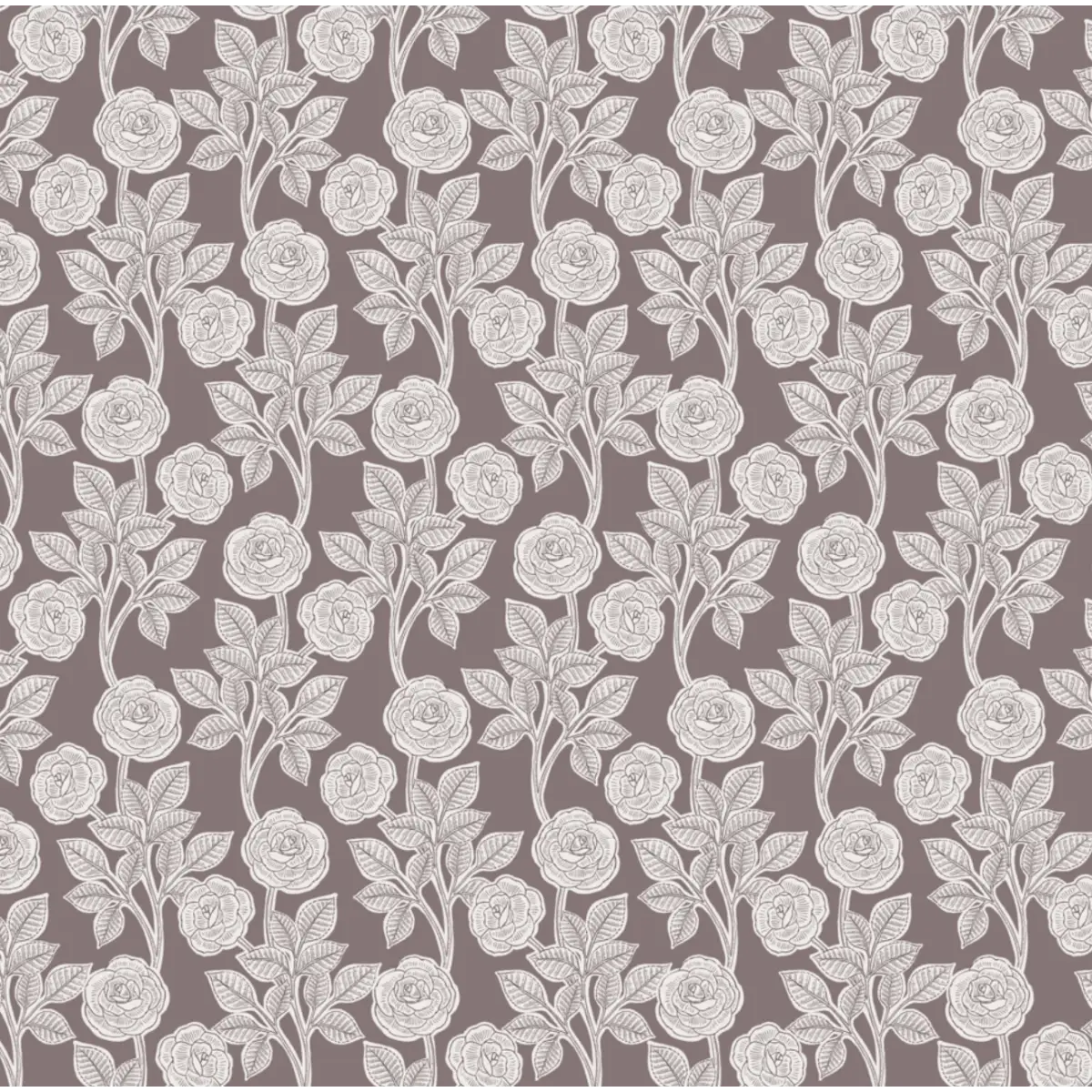 Mulberry Wallpaper - Graphic Roses - by Gooseberry Moon - Sample 1 foot by 1 foot / Plum - Loomwell Home Goods