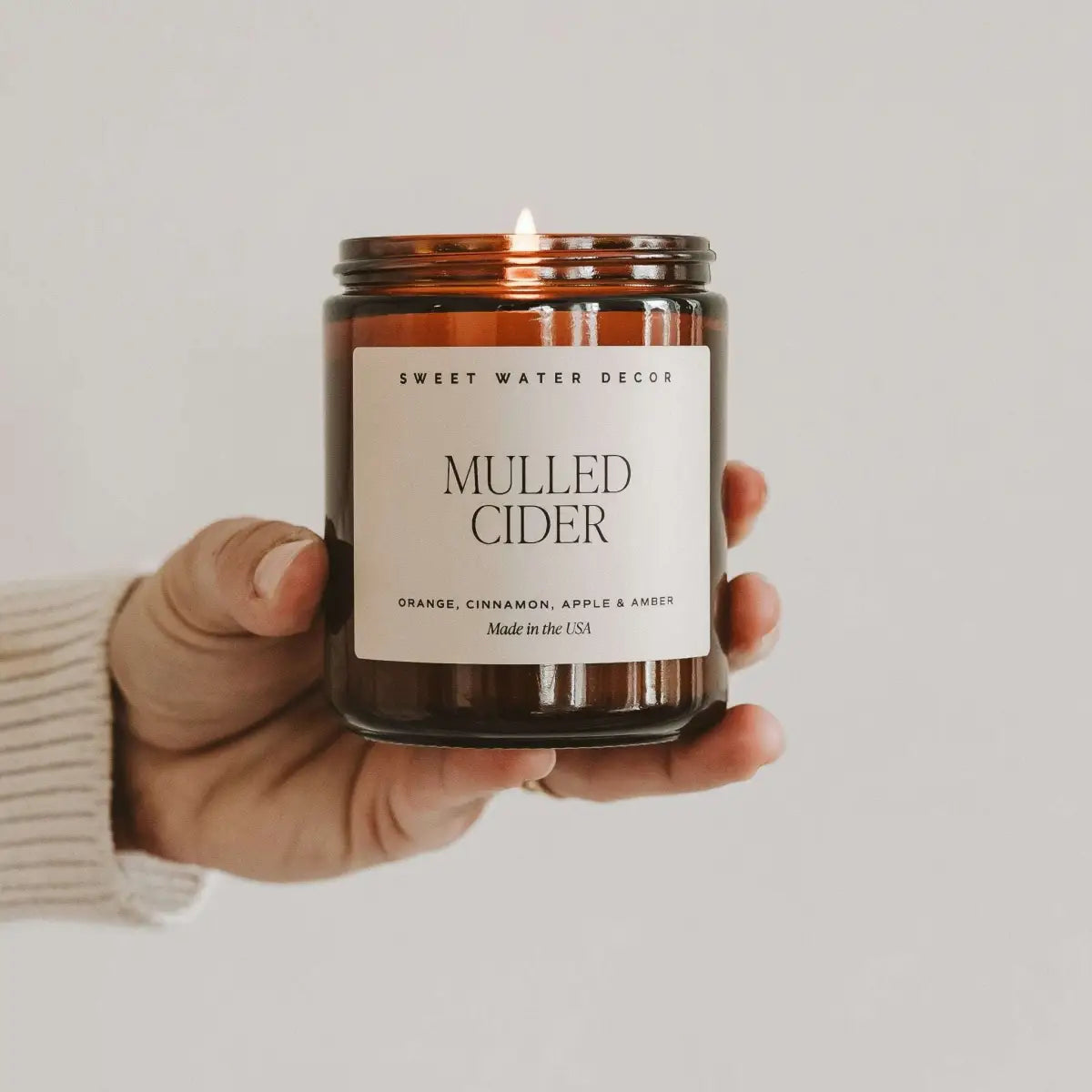 Mulled Cider Soy Candle - Amber Jar - 9 oz - Sweet Water Decor