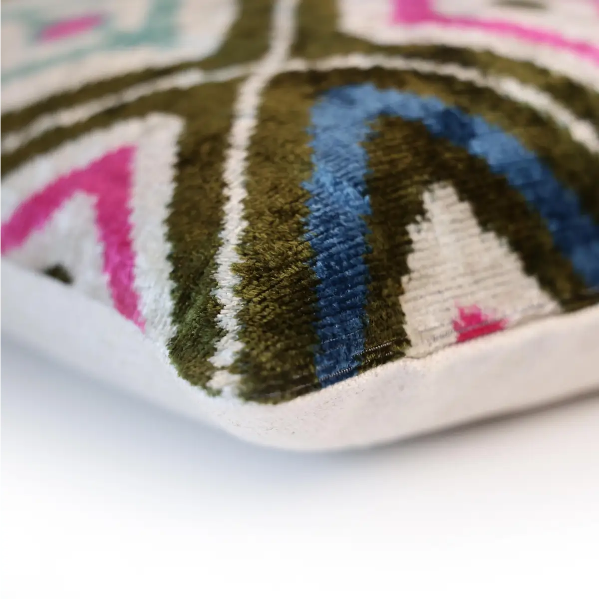 Multicolor Diamond Silk Velvet Pillow – 16x24 Handmade Luxury Cushion - Canvello