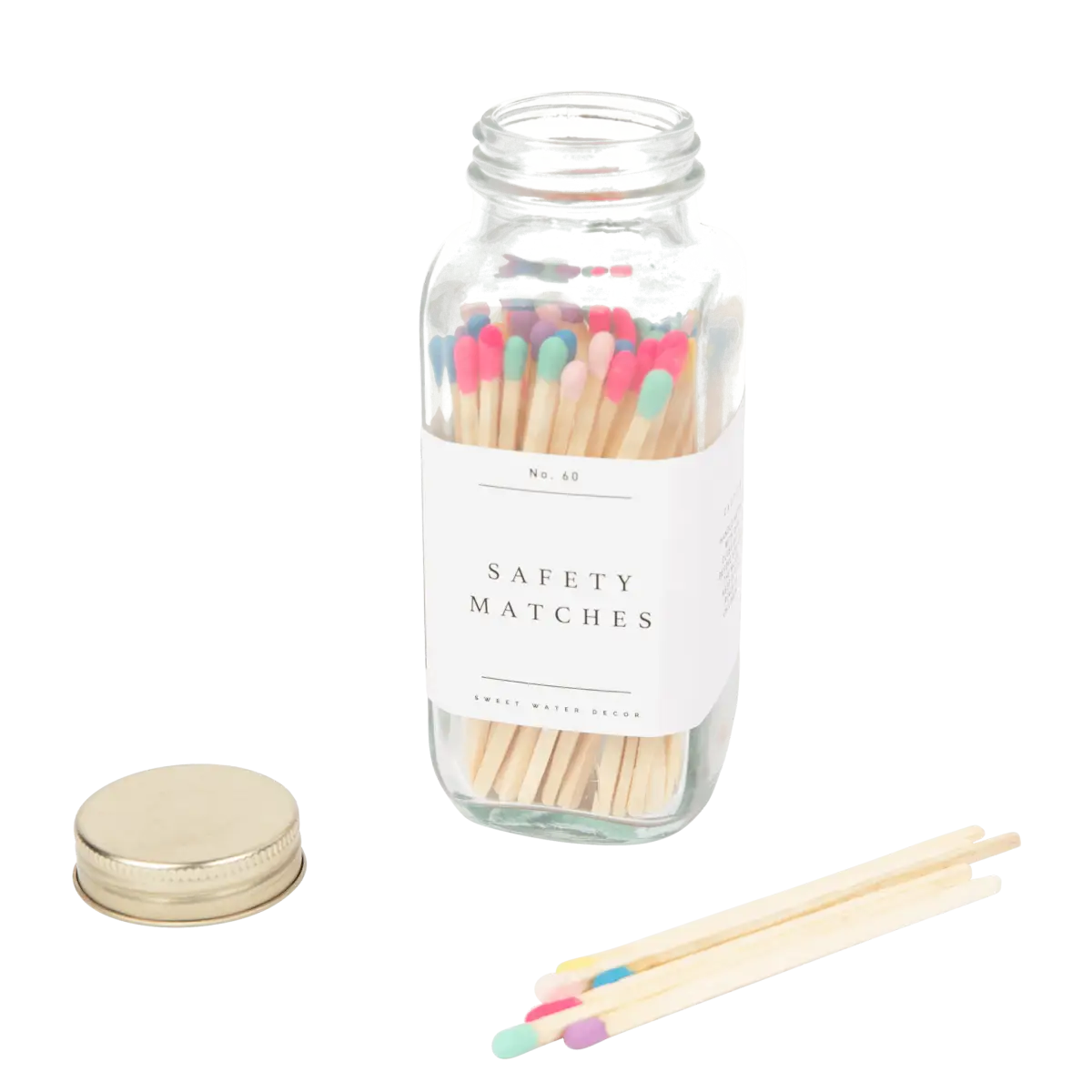 Multicolor Rainbow Safety Matches - 60 Count 3.75’’ - Sweet Water Decor