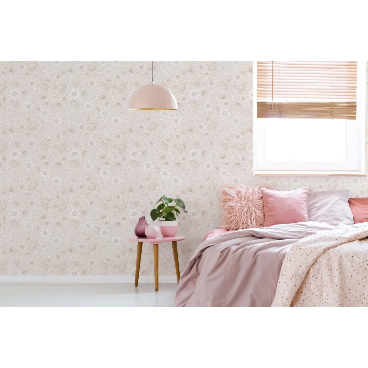 Muriel Wallpaper - Mod Seashells and Flowers - by Lovely People Studio - Coastal Cottage - Loomwell Home Goods