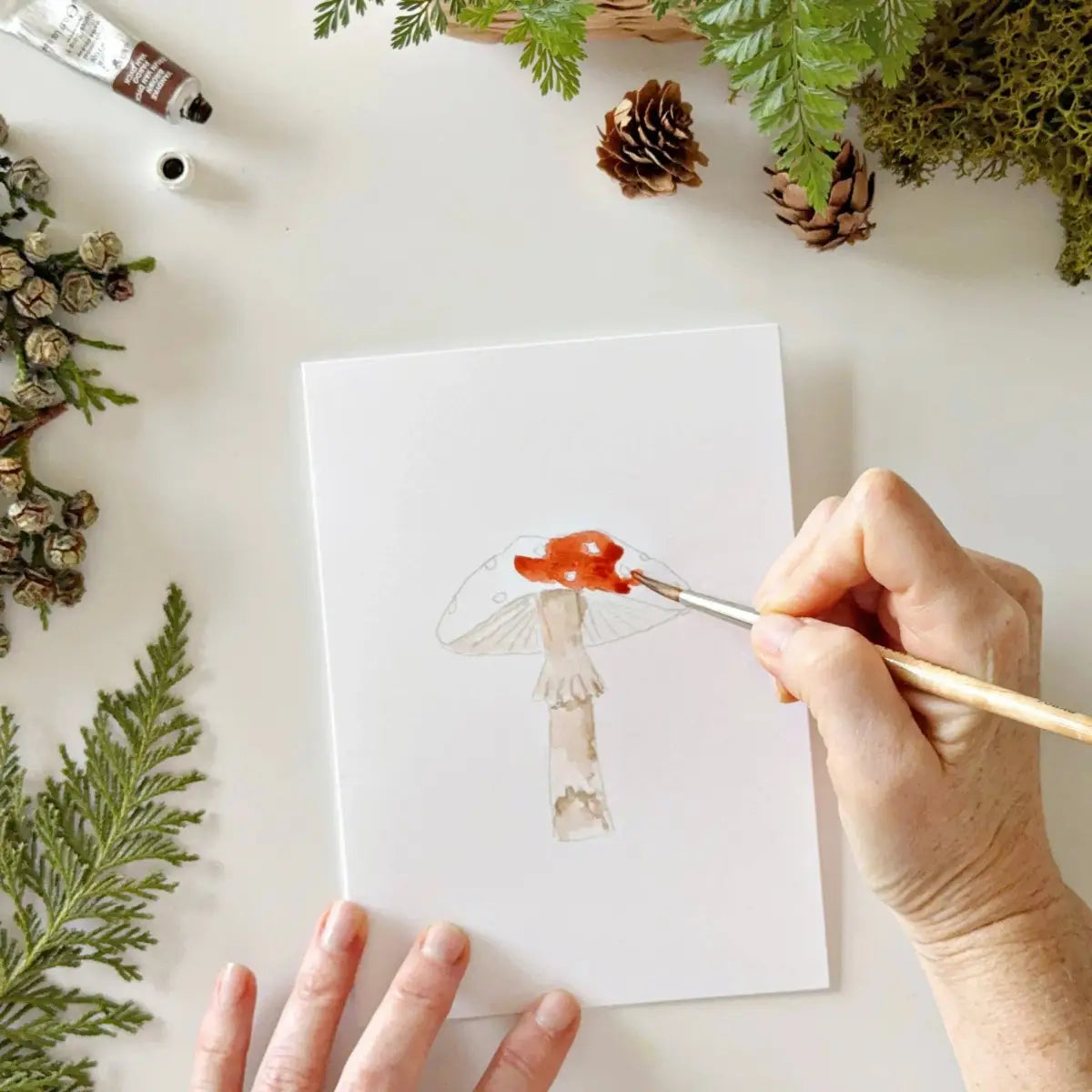 Watercolor Notecard Set - Mushrooms - Paintable - emily lex studio
