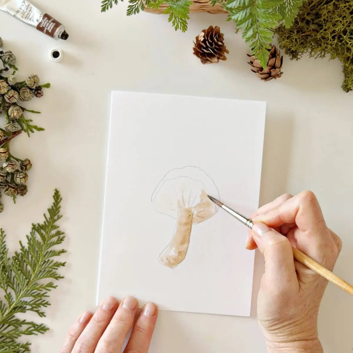 Watercolor Notecard Set - Mushrooms - Paintable - emily lex studio