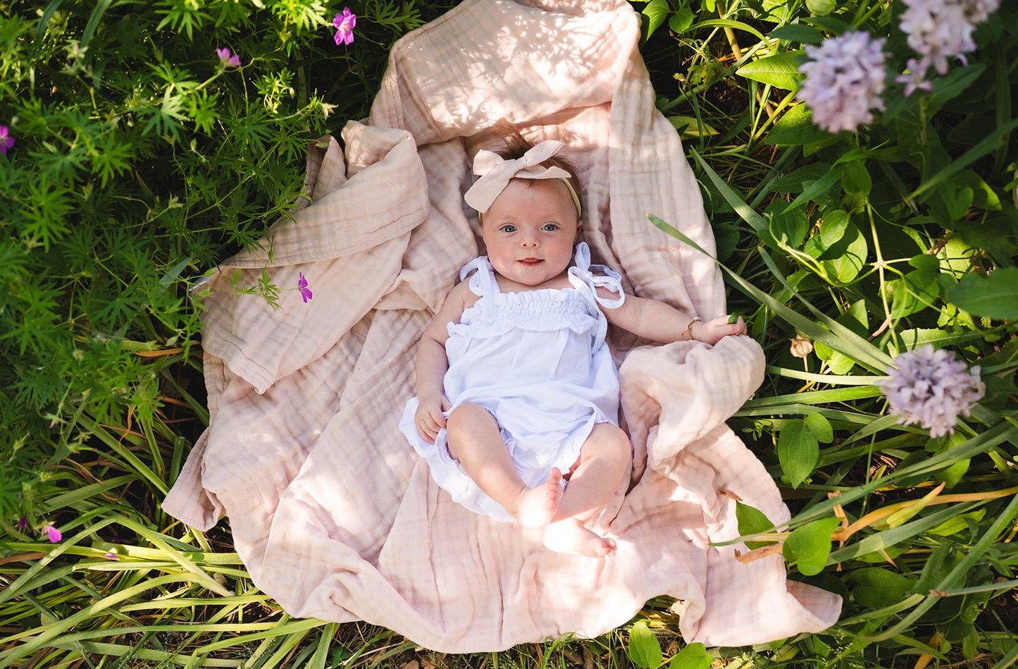 Muslin 6-Layer Blanket - Baby Pink - Harp Angel Boutique