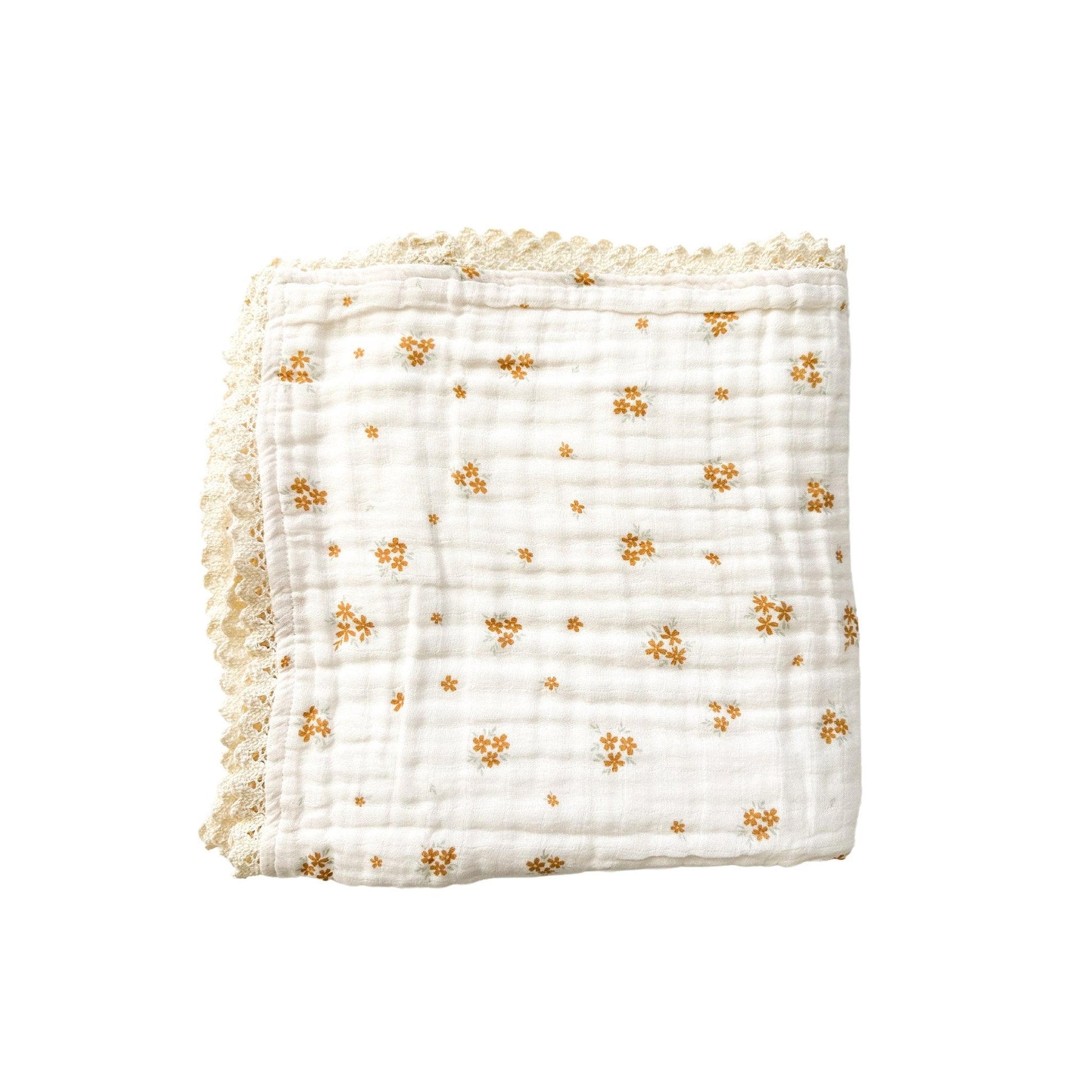 Muslin 6-Layer Blanket - Caramel Bloom Lace - Harp Angel Boutique