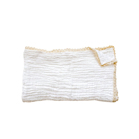 Muslin 6-Layer Blanket - Cream Lace - Harp Angel Boutique