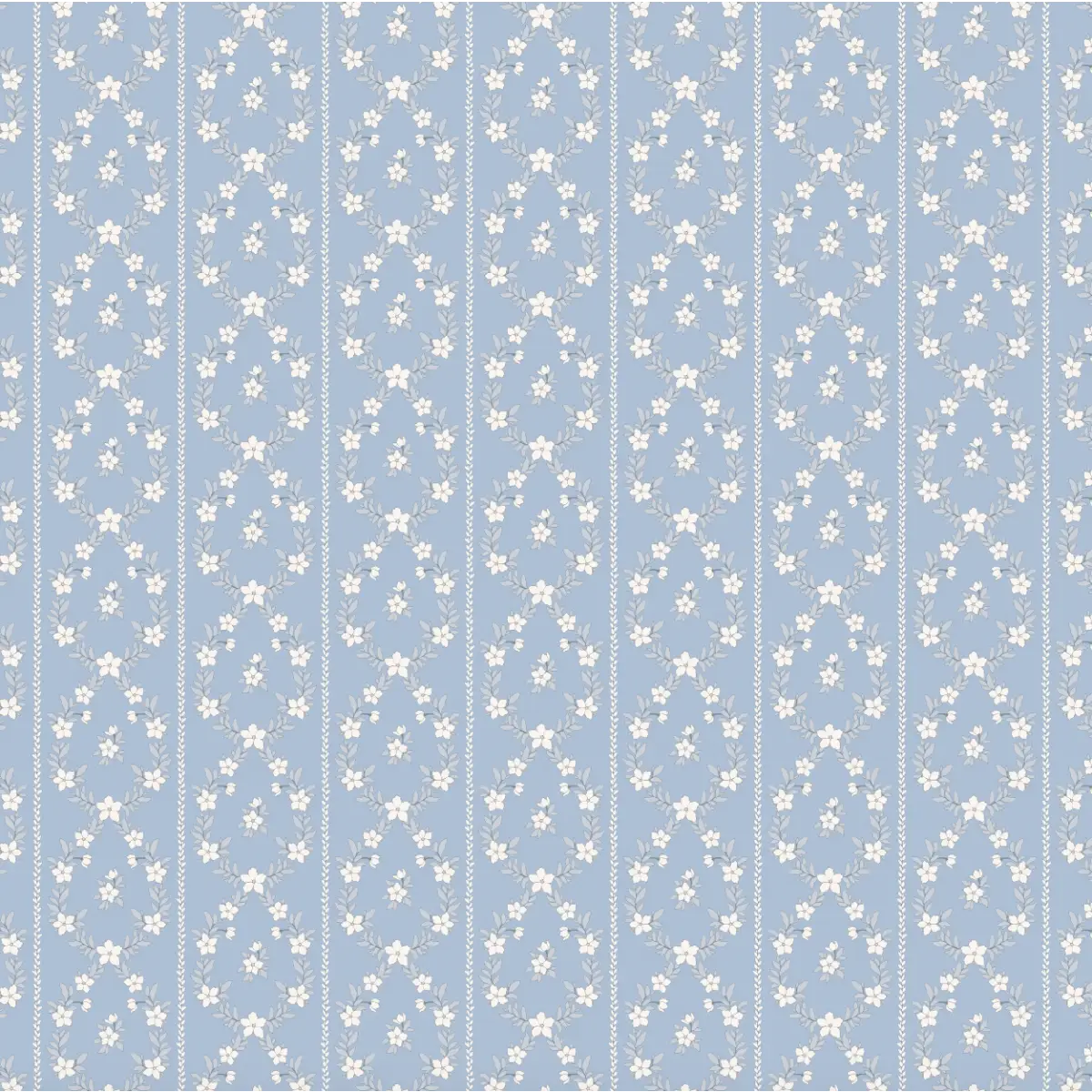 Myrtle Wallpaper - Sweetest Flower Stripe - by Anna H Design - Sample 1 foot by 1 foot / Blue - Loomwell Home Goods